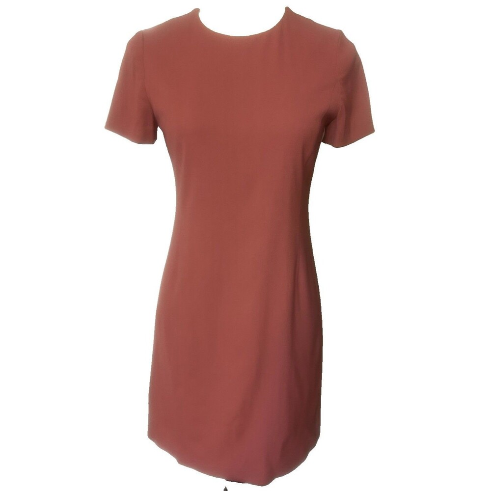 Theory Jatinn Rust Shift Dress Short Sleeves Career Knee Length Dress Sz 2